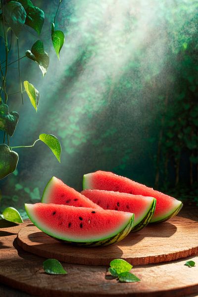 Saftige Wassermelonen im Sonnenlicht von Poster Art Shop