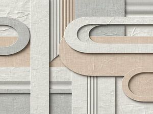 Abstraktes geometrisches Relief mit luxuriösen Texturen in Sand und Beige
