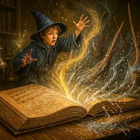 Young wizard with book fantasy illustration by ArtMomente
