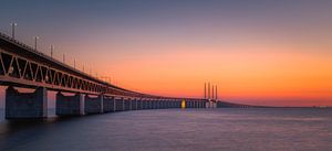 Panorama van een zonsondergang bij de Oresund brug van Henk Meijer Photography