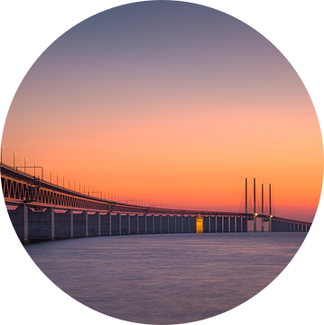 Panorama van een zonsondergang bij de Oresund brug