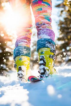 Kleurrijke skischoenen in de zon van Poster Art Shop