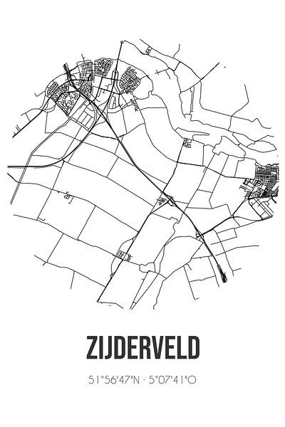 Zijderveld (Utrecht) | Map | Black and White by Prints of Place