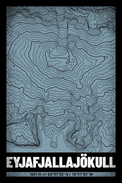 Eyjafjallajökull | Kaart Topografie (Grunge) van ViaMapia