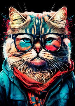 Hipster Katze Indie #Katze von JBJart Justyna Jaszke