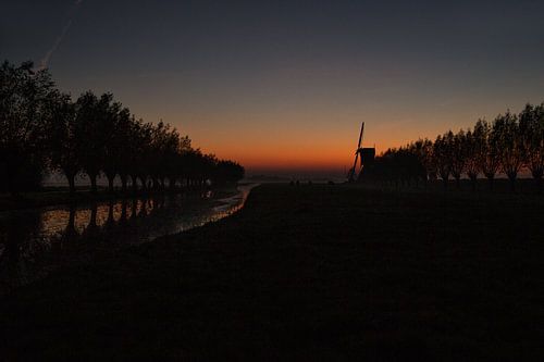 Windmühle von Kockengen bei Sonnenuntergang
