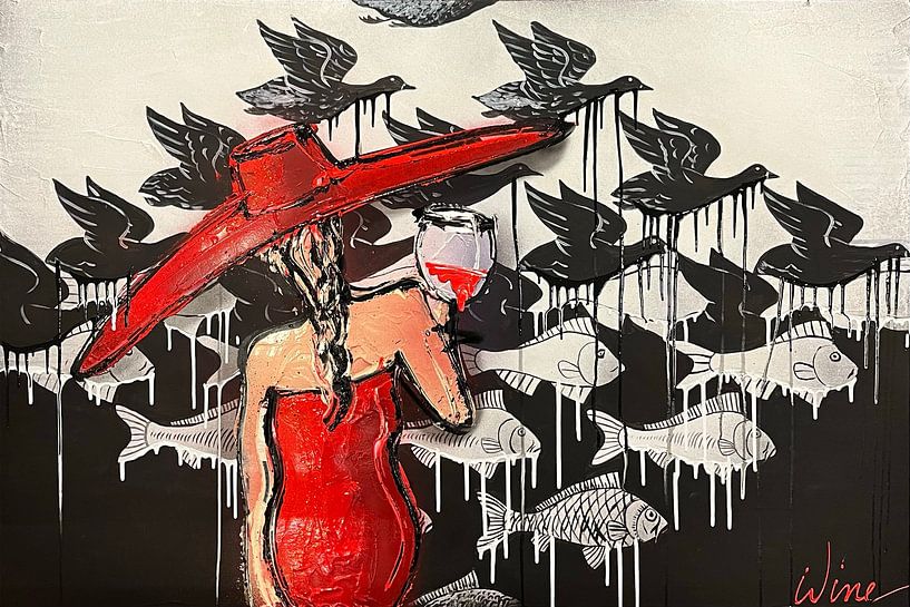What happened - RED par Geoffrey Wijn - WINE ART GALLERY
