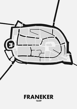Carte de la ville de Franeker 1649 sur STADSKAART