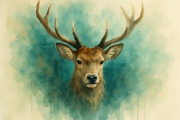 Stag portrait with wide antlers by Imperial Art House