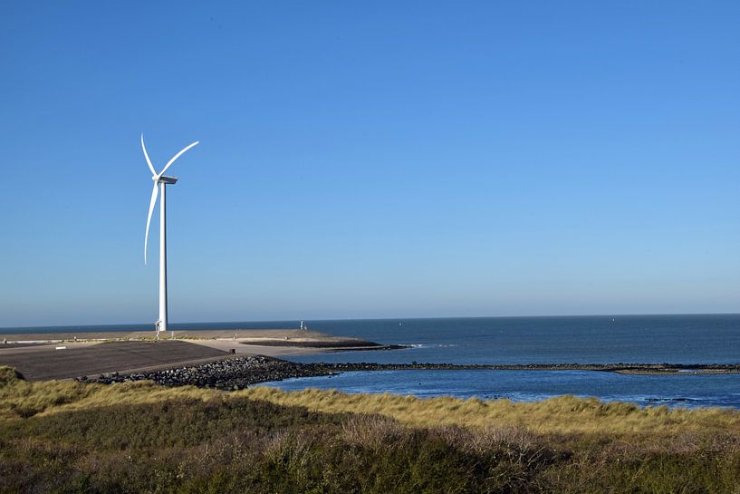 Paysage côtier néerlandais vu depuis l'île de Neeltje-Jan, une partie des travaux du delta dans la p par Robin Verhoef