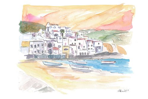 Magnificent view of the port of Ischia in bright sunshine