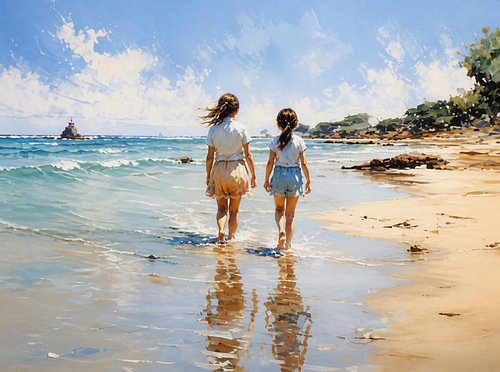 Des enfants au bord de la mer – d’après Jozef Israëls