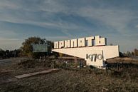 Plaatsnaambord van Prypyat bij Tsjernobyl in Oekraïne in de herfst van Robert Ruidl thumbnail
