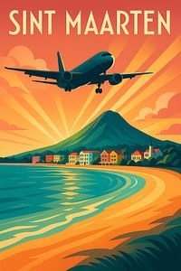 Sint Maarten Reiseposter - Ikonische Maho Beach Landung