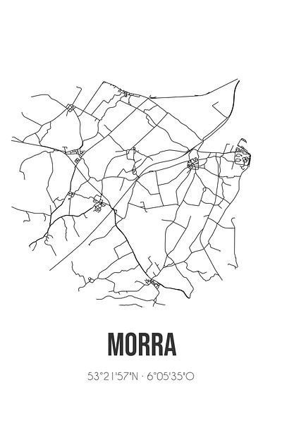 Morra (Fryslan) | Landkaart | Zwart-wit van Stad & Wand