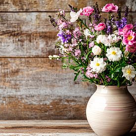 Colourful flowers in ceramic vase by Imperial Art House