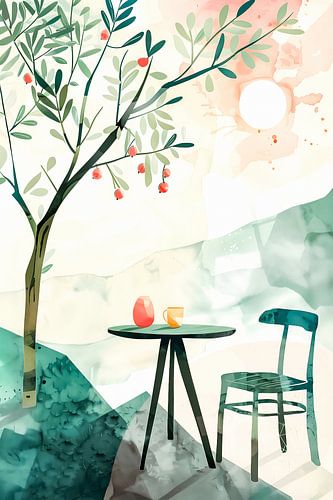 Coffee corner in the Mediterranean sun