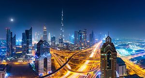 Dubai Skyline bei Nacht von Remco Piet