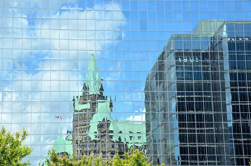 Reflection in windows office Toronto by Karel Frielink