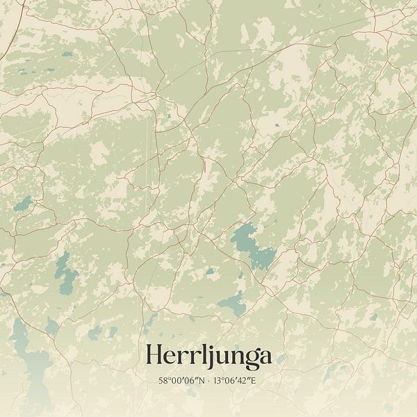 Vintage map of Herrljunga, Sweden. by Prints of Place
