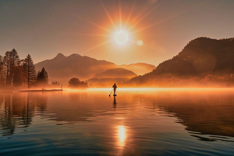Zonsopgang bij het meer van fernlichtsicht