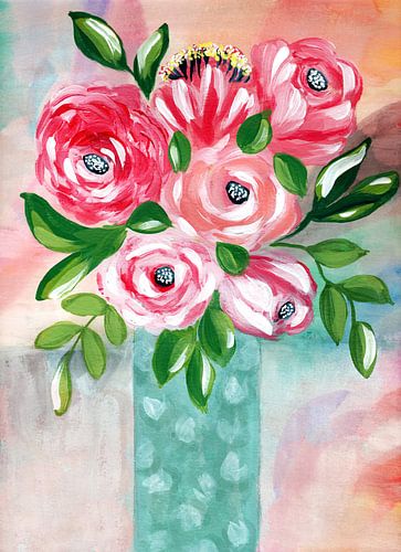 Vibrant Pink Flowers Vase