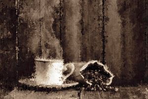 Koffiebonen en kopje koffie im stil 'Barista'