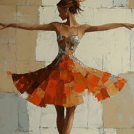 Levendige Oranje Danseres Actie van Zen en Meer