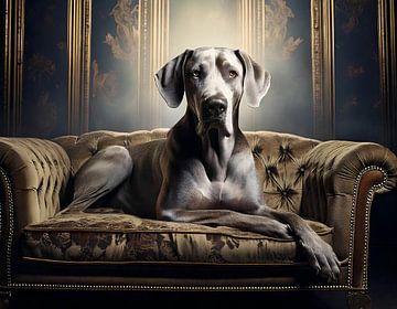 Majestic Great Dane lying on an armchair by Martine Affre Eisenlohr