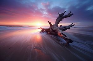 Treibholz am Meer bei romantischem Licht