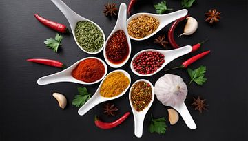 Various spices with black background by Mustafa Kurnaz