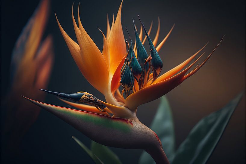 Beautiful artwork of Bird of Paradise flower by Surreal Media