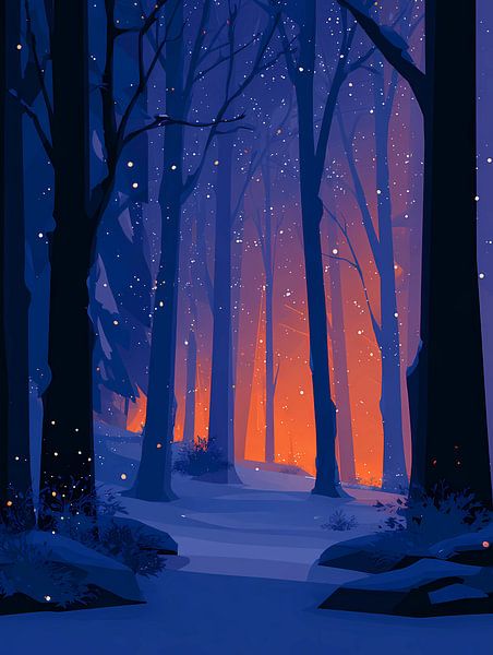 Minimalist illustration of a clock striking midnight, by Ariadna de Raadt-Goldberg