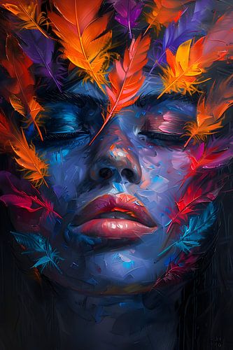 Groot Schilderij Vrouw Gezicht | Schilderij Vrouw Gezicht Modern