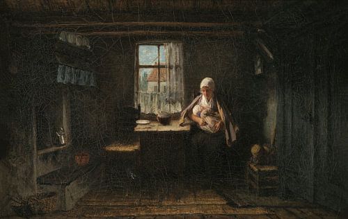 De jongere moeder (die de baby verzorgt), Jozef Israëls