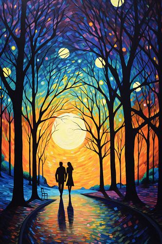 Liefdeswandeling bij Zonsondergang