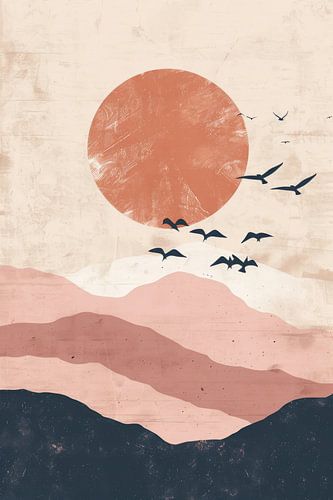 Sunset in the desert - Minimalist art