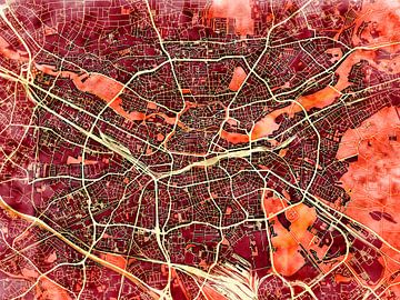 Kaart van Nürnberg in de stijl 'Amber Autumn' van Maporia