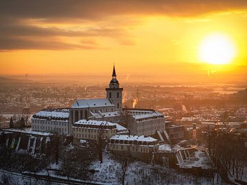 Michaelsberg in the snow - Sunset - Siegburg by www.dinoleandros.com