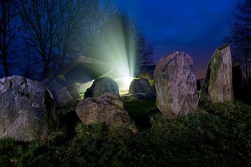 Hunebed mysterious at night by Anton de Zeeuw