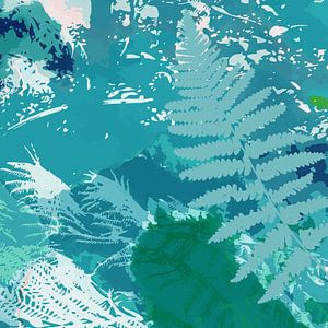 Abstrakte Farnblätter in Grün und Blau 2 von Dina Dankers