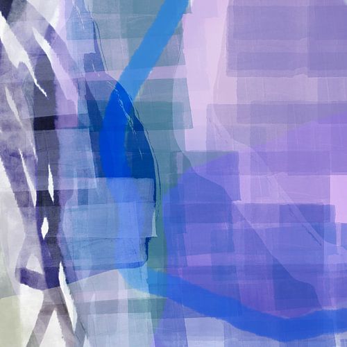 Abstracte aquarelkunst in neonblauw, violet en groen.