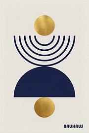 Clean Bauhaus Geometry in Deep Blue and Gold by STUDIO ARTSY