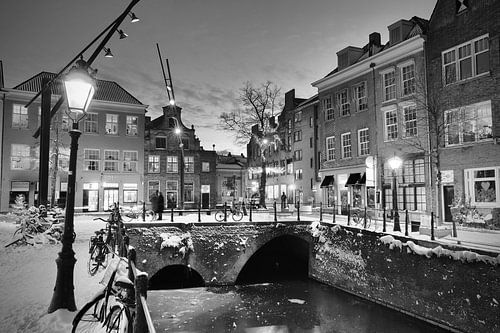 Den Bosch in winter atmosphere black and white