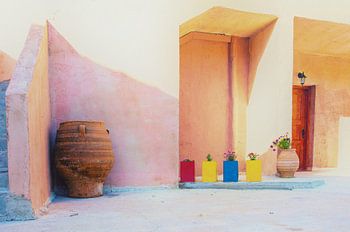 Courtyard of a picturesque village on Crete. 