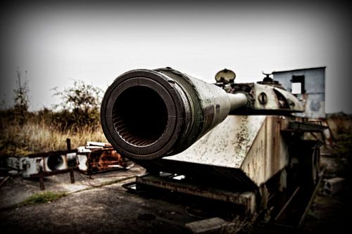Panzer at former border crossing West Germany - German Democratic Republic Helmstedt
