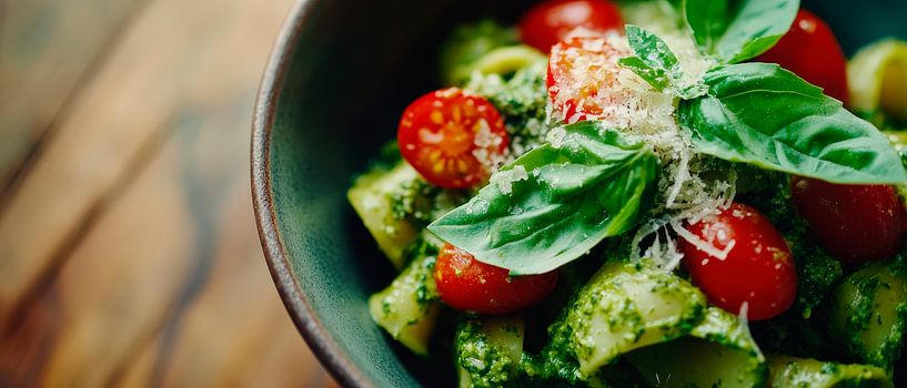 Colourful pasta delicacy with basil by Poster Art Shop