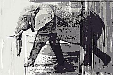 an Elephant monochrome mixed media by Werner Lehmann