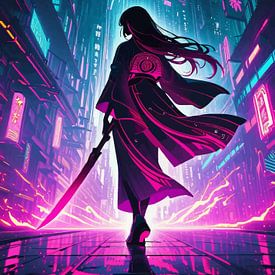 Cyberpunk Geisha met zwaard 2 van MIROKKU