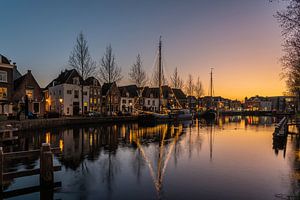 Coucher de soleil dans le centre-ville de Weesp